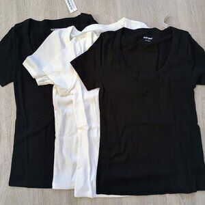 Old Navy Scoop Neck Ribbed Cotton T Shirts (4pcs)